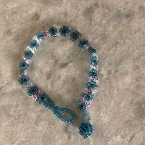 Handmade Beaded Bracelet in Blue and Pink